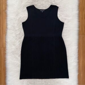 Ming Wang Black Knit Sleeveless Pleated Skirt Classic Knee Length Dress